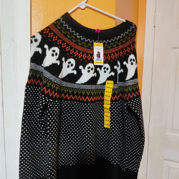 Black Ghost Pattern Sweater - Picture 1 of 5